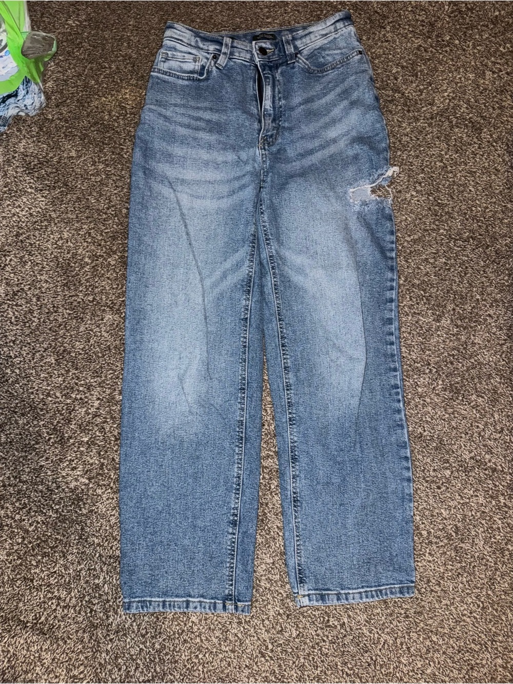 wild fable Medium Wash High-Rise Straight Jeans with Distress
